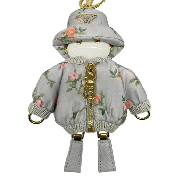 PRADA Soft robot Re-Nylon keychain charm with shoulder strap 1TT181 Light Blue - Picture 4 of 5